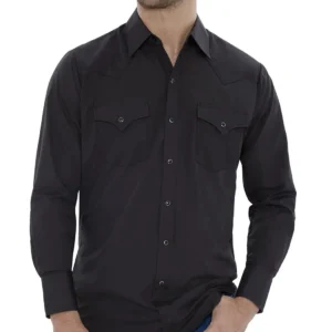 Mens black pearl snap western shirt