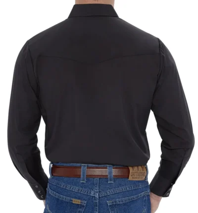 Mens black pearl snap western shirt