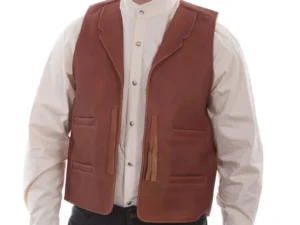 mens leather western cowboy vest