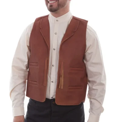 mens leather western cowboy vest