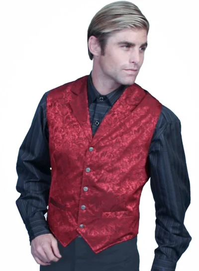 Mens red dress western vests