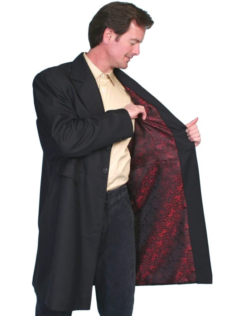 Mens Scully USA Made Black Frock Dragon Lined Coat