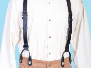 Scully Mens Black Leather USA made Old West Suspenders