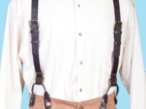 Scully Mens Brown Leather USA made Old West Suspenders
