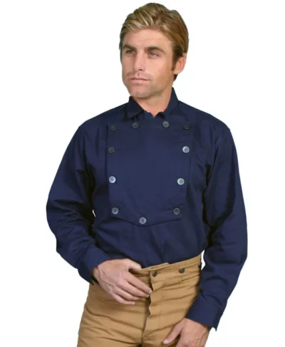 Mens Scully Blue Engineer calvary bib shirt