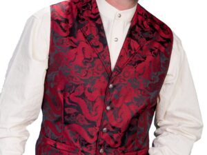 Scully Mens Lapel Red Dragon Dress Vest