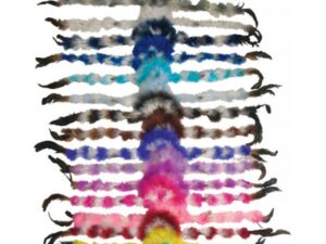A bunch of Natural Chicken Feather Cowboy Hat Bands on a white background.