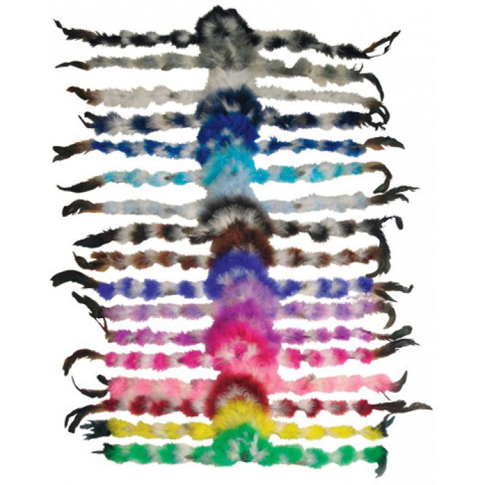 A bunch of Natural Chicken Feather Cowboy Hat Bands on a white background.