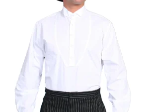 A man wearing a Mens Scully Insert Bib Wing Tip White Shirt BIG n TALL USA and a hat.