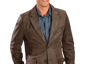 Mens distressed brown cowboy sport coat