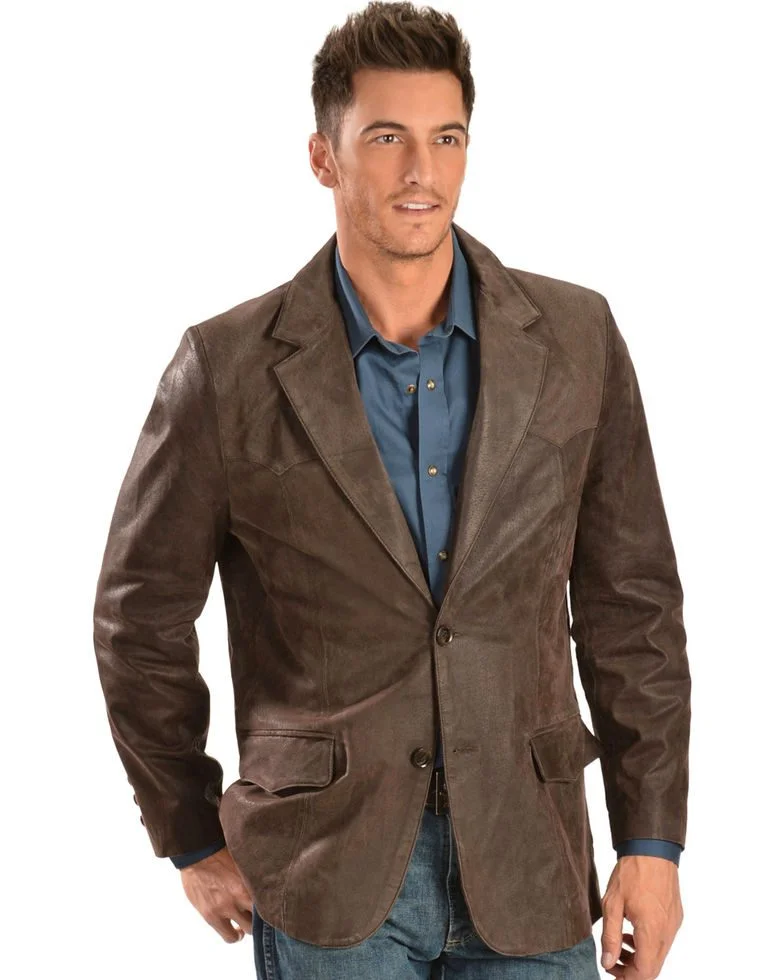 Mens distressed brown cowboy sport coat