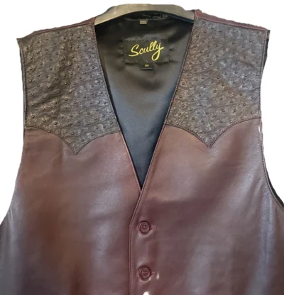 mens black cherry lambskin leather vest