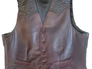 mens black cherry lambskin leather vest