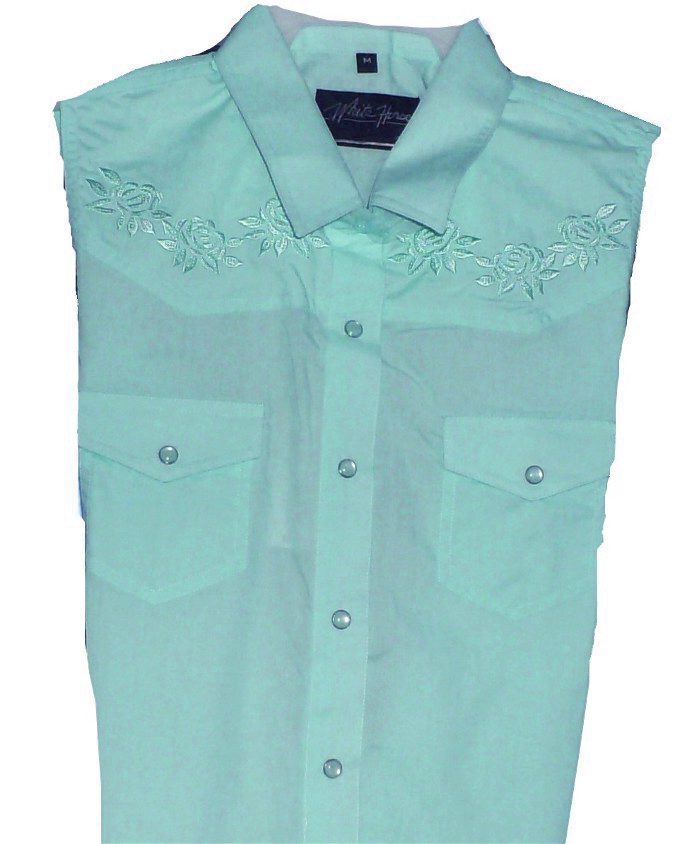Glacier sleeveless rose embroidered womens western shirt