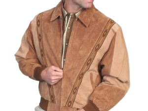 Scully Two Tone Camel Brown Suede Zip Front Rodeo Jacket