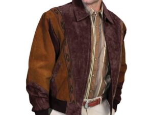 Mens Scully Two Tone Cafe Brown Suede Zip Front Rodeo Jacket