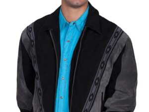 Scully Mens 2 Tone Black Gray Suede Zip Front Rodeo Jacket