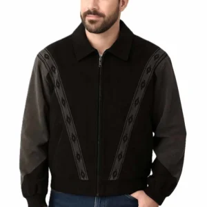 Scully Mens 2 Tone Black Gray Suede Zip Front Rodeo Jacket