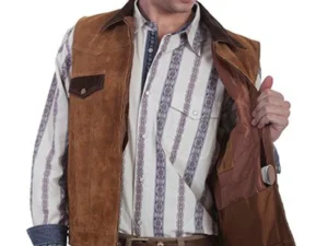 Men suede western gun Vests