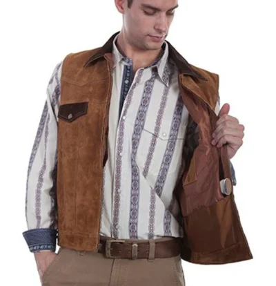 Men suede western gun Vests