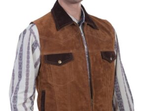Mens Scully Brown Suede Concealed Carry Western Vest