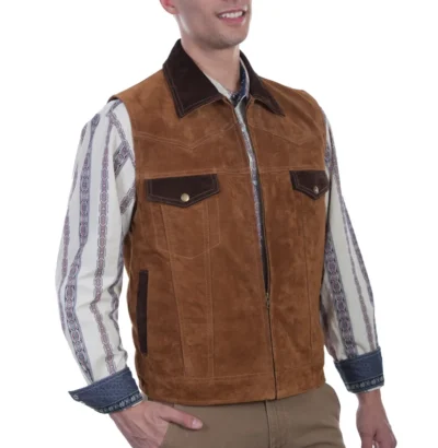 Men suede western gun Vests