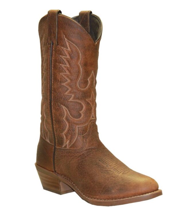 A Men's USA Made Tan Bison Leather Cowboy boot.