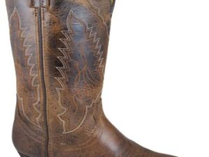 A pair of Womens 10.5-11 Distressed Brown cowboy boots.