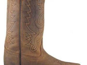 A "Pueblo" Womens 9.5 Crazy Horse Crepe Square Toe cowboy boot with an embroidered design.