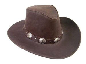 A "Razorback" Leather cowboy hat by Kakadu with silver studs.