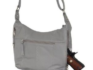 Womens Gray Leather Stud Concealed Handbag