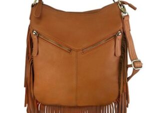Brown Fringe Leather Handbag Purse with Holster