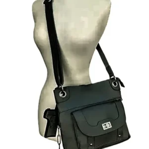 Leather Concealed Carry Crossbody Handbag with Holster