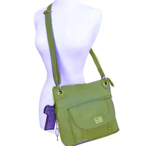 Leather Concealed Carry Crossbody Handbag with Holster