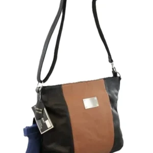 Two Tone Black & Brown leather concealed carry handbag with holster