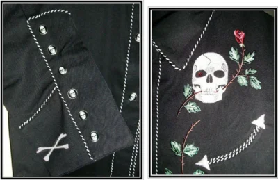 skull and rose embroidered western shirts