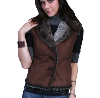 women's fur collar vest