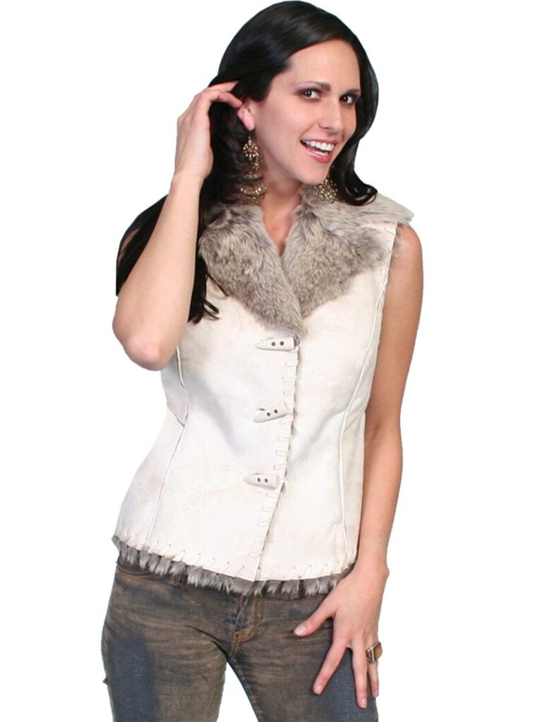 Womens faux suede, Off White Fur western vest by Scully