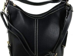 Womens Black Vegan Leather Concealed Handbag