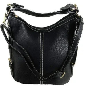 black vegan leather concealed carry handbag