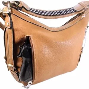 vegan leather concealed carry handbag in brown
