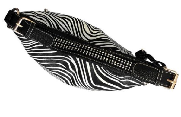 A black and white zebra print "Lisa" Women's Vegan Leather Zebra Concealed Handbag.