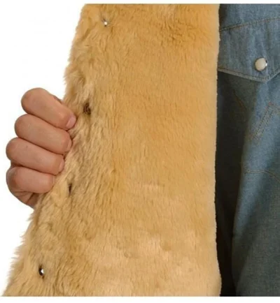 Brown suede sherpa fur lined western snap vest