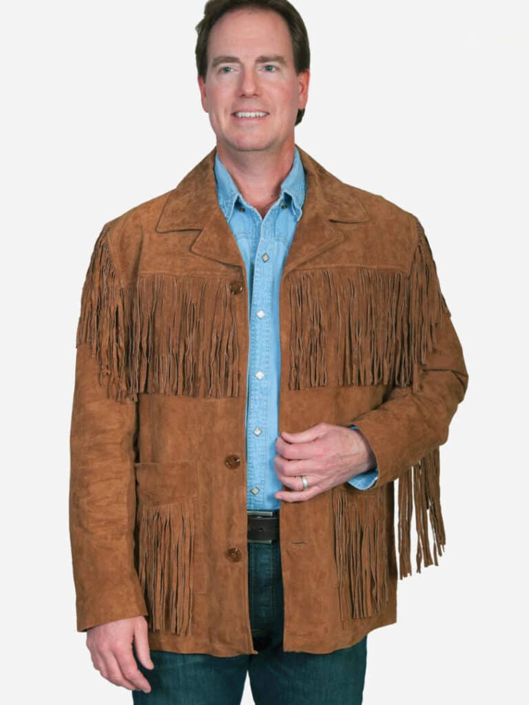 High Country Scully Mens Cinnamon Suede Fringe Jacket