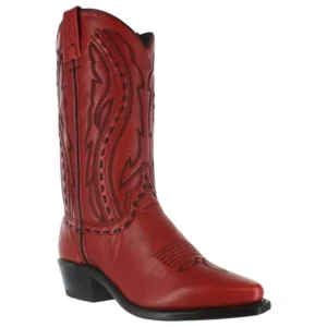 women's red leather cowboy boots usa made