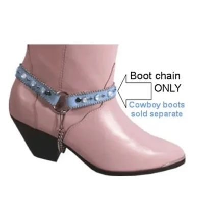 kids blue studded crystal accent rhinestone cowboy boot chain