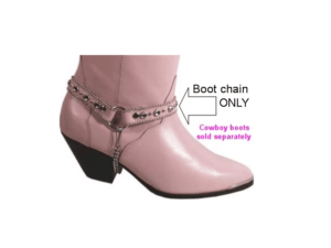 A picture of a Pink studded crystal accent rhinestone cowboy boot chain.