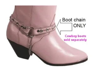 Pink studded crystal accent rhinestone cowboy boot chain