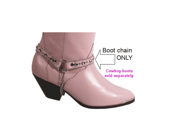 Pink studded crystal accent rhinestone cowboy boot chains <ul> <li>Crystals & studded boot bracelet.</li> <li><strong>SOLD IN PAIRS. 1 Pair</strong></li> <li>Rhinestone crystals</li> </ul>   •