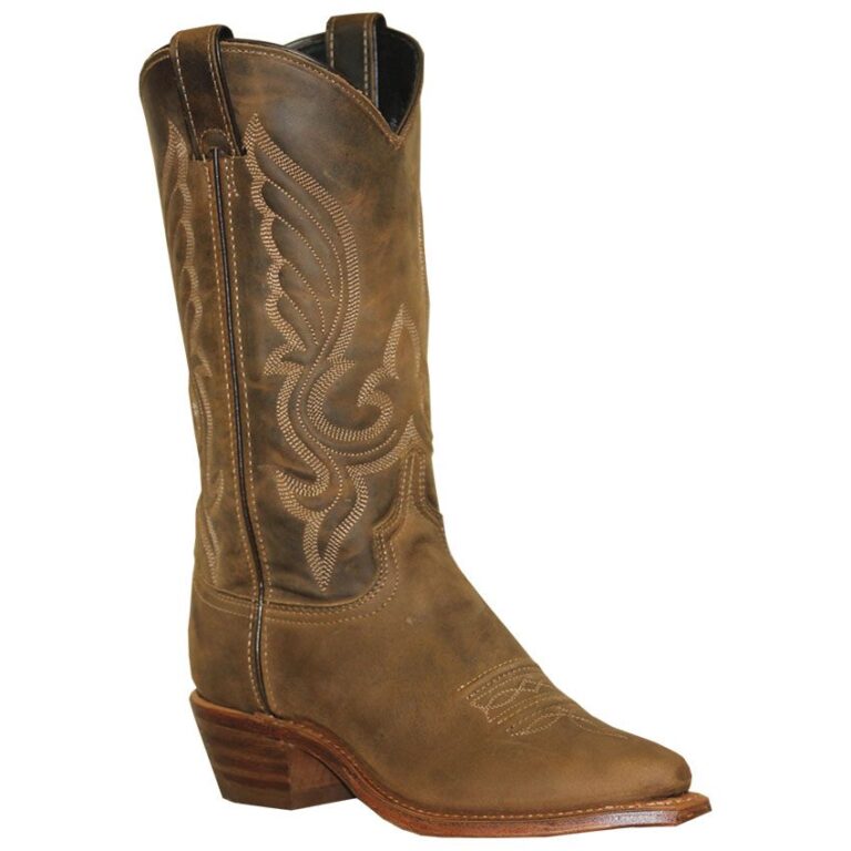 A pair of Women's Brown Longhorn Leather Cowboy Boots - USA made.
